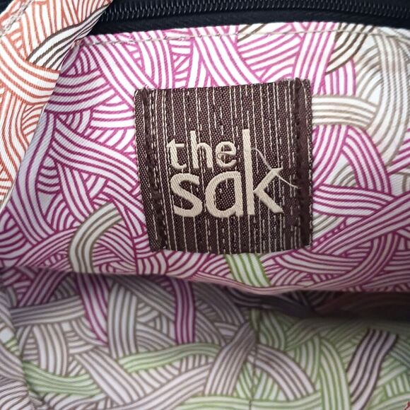 The Sak Laurel Crossbody Bag Colorblock Tri Color Pebble Leather Blk/Brown/Ivory - Picture 6 of 6